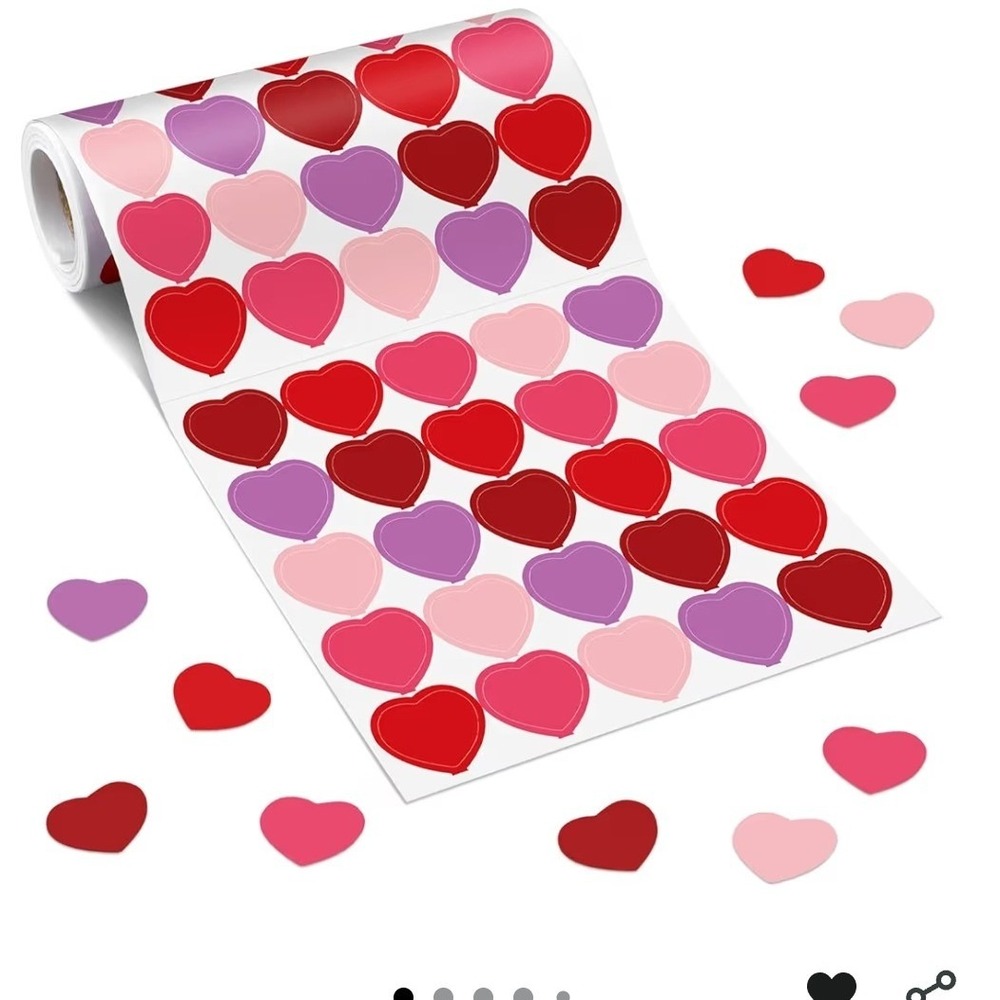 Tenceur 1000 Pcs Heart Stickers 
Kids Red Pink Purple Party Favors Roll